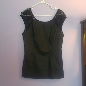 Faux leather and lace top from Express
